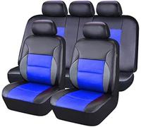 IXEUYN 9 Piezas Cuero Funda Asiento Coche para Opel Corsa E 2014-2025, Impermeables Transpirabilidad Completo Juegos Fundas de Asiento Protector Accesorios,Black Blue