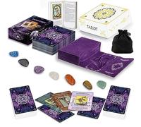 IXIGER Juego de cartas de tarot con libro guía, mazo de tarot con significados, juego de aprendizaje de adivinación con bolsa de terciopelo y piedra de chakra