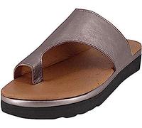 IXII Sandalias Ortopédicas De Piel con Puntera Abierta Chanclas Correctoras De Juanetes Hallux Valgus Verano Casual Clip Toe Flat Beach Slippers Zapatos-Brown||36EU