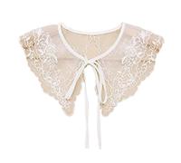 Ixkbiced Collar falso de dickey, cuello desmontable, fácil de llevar, cuello bordado Venise con cordones, cuello bordado para mujer