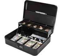 IXMLDAXD Caja de supermercado, Caja registradora portátil de Metal for Dinero, contenedor for Monedas con Tapa, Caja Manual(Noir)