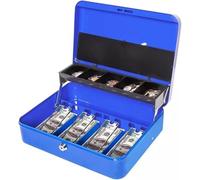 IXMLDAXD Caja de supermercado, Caja registradora portátil de Metal for Dinero, contenedor for Monedas con Tapa, Caja Manual(BLU)