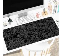 IXMLDAXD Colchones de ratón, Alfombrilla de Mapa topográfico Negra con Bordes cosidos, Base Antideslizante, Alfombrilla for Teclado y ratón for el hogar, la Oficina, Juegos Trabajo(800x400x3mm)