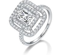IXMLDAXD El anillo, 2 Anillos de Moissanita for Mujer, Corte Radiante, Plata Ley S925, Diamantes Creados en Laboratorio, Regalo(7)
