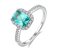 IXMLDAXD El anillo, Anillo de compromiso con diamantes y gema esmeralda 100% pura(7)