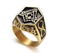 IXMLDAXD El anillo, Anillo místico vintage for hombre con el símbolo del infinito eterno, chapado en oro y de acero inoxidable(U)