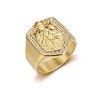 IXMLDAXD El anillo, Joyería medieval de protección con espíritu caballería los Caballeros la Mesa Redonda en oro y plata(Gold,O)