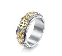 IXMLDAXD El anillo, Rueda de oración giratoria ligera acero titanio con esvástica y mantra Om Mani Padme Hum for hombres mujeres(M)
