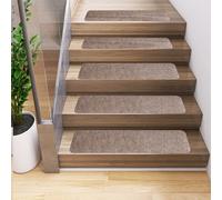 IXMLDAXD escaleras de escaleras, Juego de 15 alfombras Antideslizantes for escaleras Interior 8" x 30", for niños y Perros(Lt 104 Light Coffee)