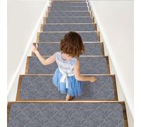 IXMLDAXD escaleras de escaleras, Peldaños Antideslizantes for escaleras de Interior, Paquete 15 Unidades, con Adhesivo Reutilizable, Ideales for Personas Mayores y Perros(Light Grey)
