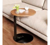 IXMLDAXD Mesa Lateral, Mesa Auxiliar Redonda pequeña con Estructura metálica y Acabado Natural: una Mesa versátil for el salón Dormitorio(19.7 X 23.7in,Natural)