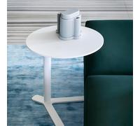 IXMLDAXD Mesa Lateral, Mesita de Noche Redonda Moderna con Estructura Acero al Carbono, Mesa Auxiliar Minimalista for salón y Dormitorio(50x50cm,White)