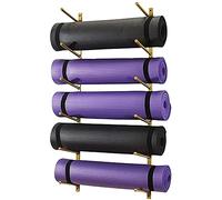 IXMLDAXD Soporte para esterillas de Yoga, Soporte de Pared for esterillas Yoga, Rodillos Espuma, Bandas Resistencia, pequeños Accesorios Entrenamiento y Almacenamiento(Gold,9 Layers)