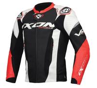 Ixon Vortex 3 Chaqueta de cuero de motocicleta, negro-blanco-rojo, tamaño L para Hombres