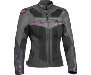 Ixon Draco Chaqueta textil para motocicletas de señoras, negro/gris/rosa, Talla XS