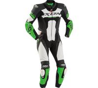Ixon Jackal Traje de cuero de motocicleta de una pieza, negro-blanco-verde, tamaño S para Hombres