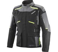 Ixon Midgard Chaqueta textil impermeable para motocicleta, negro/gris/amarillo fluo, Talla S