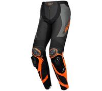 Ixon Vortex 3 Pantalones de cuero de motocicleta, negro-naranja, tamaño XL para Hombres