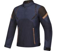 Ixon Striker Retro Chaqueta textil impermeable para motocicleta, negro-azul-marrón, tamaño L para Hombres