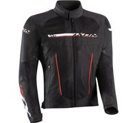 Ixon T-Rex Chaqueta textil para motocicleta, Negro/Blanco/Rojo, Talla L