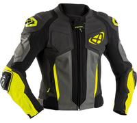 Ixon Vendetta Evo Chaqueta de cuero para motocicleta, negro-gris-amarillo, tamaño XL para Hombres