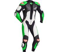 Ixon Vendetta Evo Traje de cuero de motocicleta de una pieza, negro-blanco-verde, tamaño M para Hombres