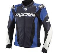 Ixon Vortex 3 Chaqueta de cuero de motocicleta, negro-blanco-azul, tamaño S