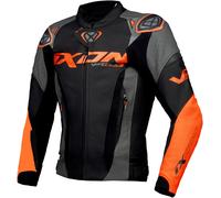 Ixon Vortex 3 Chaqueta de cuero de motocicleta, negro/naranja, Talla XL