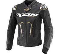 Ixon Vortex 3 Chaqueta de cuero para damas, Negro/blanco/dorado, Talla L