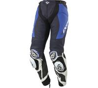 Ixon Vortex 3 Pantalones de cuero de motocicleta, negro-blanco-azul, tamaño 2XL para Hombres
