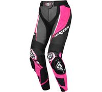 Ixon Vortex 3 Pantalones de cuero de motocicleta para damas, negro/rosa, Talla XL
