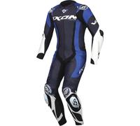 Ixon Vortex 3 Traje de cuero de moto de 1 pieza, negro-blanco-azul, tamaño 4XL para Hombres