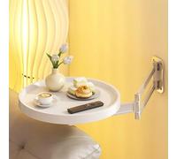 IXPIUZB Mesa de centro plegable redonda de madera montada en la pared, escritorio plegable para caravana, rotación de 180°, mesa de noche extensible que ahorra espacio, mesa de comedor para el hogar y