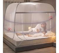 IXPIUZB Mosquitera para Cama Matrimonio Plegable, Mosquitera De Cama Portatil Viaje con Fondo Cierre De Cremallera Doble Puerta para Camping Viaje Hogar Al Aire Libre, Instalación Gratuita
