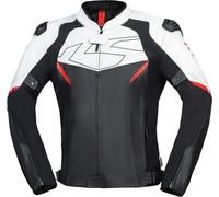 IXS Ace 1.0 Chaqueta de cuero de moto, Negro/Blanco/Rojo, Talla 4XL