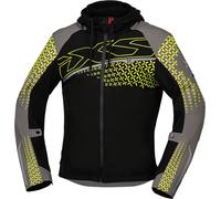 IXS Rapid-STX 1.0 Chaqueta textil de moto impermeable, negro-gris-amarillo, tamaño S para Hombres