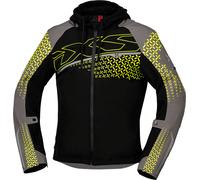 IXS Rapid-STX 1.0 Chaqueta textil de moto impermeable, negro-gris-amarillo, tamaño L para Hombres