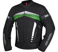 IXS RS-400-ST 3.0 Chaqueta textil impermeable para motocicleta, Negro/Blanco/Verde, Talla L