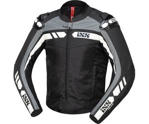 IXS RS-500 1.0 Chaqueta de moto de cuero / textil, negro-gris-blanco, tamaño 58 para Hombres
