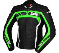 IXS Sport RS-600 1.0 Chaqueta de cuero de motocicleta, negro-blanco-verde, tamaño 56 para Hombres