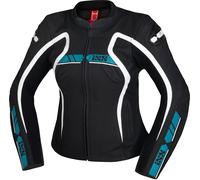 IXS RS-600 1.0 Chaqueta de cuero de la motocicleta de las señoras, negro/turquesa, Talla 42