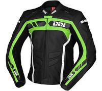 IXS Sport RS-600 1.0 Chaqueta de cuero de motocicleta, negro-blanco-verde, tamaño 54 para Hombres