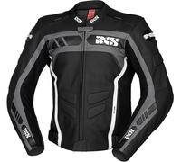 IXS Sport RS-600 1.0 Chaqueta de cuero de motocicleta, Negro/Gris/Blanco, Talla Short 285