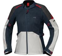 IXS Tourster-Big Air 1.0 Mesh Chaqueta textil de moto para mujer, gris-rojo-azul-beige, tamaño L