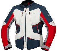 IXS Tourster-STX 1.0 Chaqueta textil de moto impermeable, gris-rojo-azul, tamaño L para Hombres