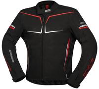 IXS TS-Pro ST+ Chaqueta textil de moto impermeable, negro-rojo, tamaño L para Hombres