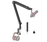 IXTECH Brazo de micrófono giratorio ajustable de 360° Mesa de brazo de micrófono de acero inoxidable Soporte de Micrófono Brazos de montaje de micrófono estables para estudio radio juegos VALIANT pro