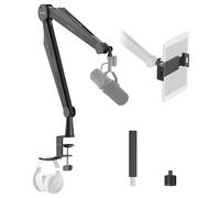 IXTECH Brazo de micrófono para Blue Yeti Shure Sm7b Hyperx QuadCast Rode At2020 y soporte de micrófono mejorado Fifine con soporte para tableta y auriculares para juegos, podcasting y transmisión,