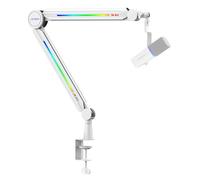 IXTECH Brazo de micrófono RGB de perfil alto, soporte de micrófono de brazo superior para escritorio, soporte de micrófono ajustable con soporte de escritorio, brazo de micrófono para transmisión en