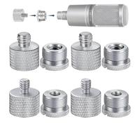 IXTECH Juego de 8 adaptadores de soporte de micrófono de metal, adaptador de rosca de tornillo 5/8 hembra a 3/8 macho 3/8 hembra a 5/8 macho 5/8 hembra a 1/4 macho 1/4 hembra a 5/8 macho adaptador de